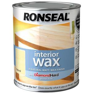 Ronseal Interior Wax Natural 750Ml - Diamond Hard Protection, Matt Finish