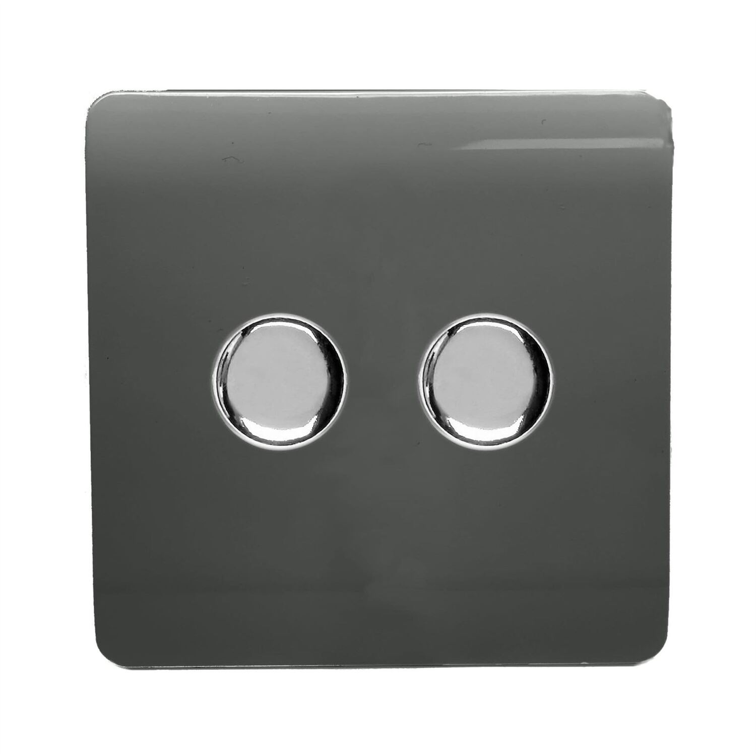 Trendi Switch 2 Gang 1 Or 2 Way 150W Rotary Led Dimmer Light Switchin Charcoal Grey - Image 4