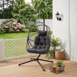 Garden Swing Hanging Egg Chair with Cushion and Headrest
