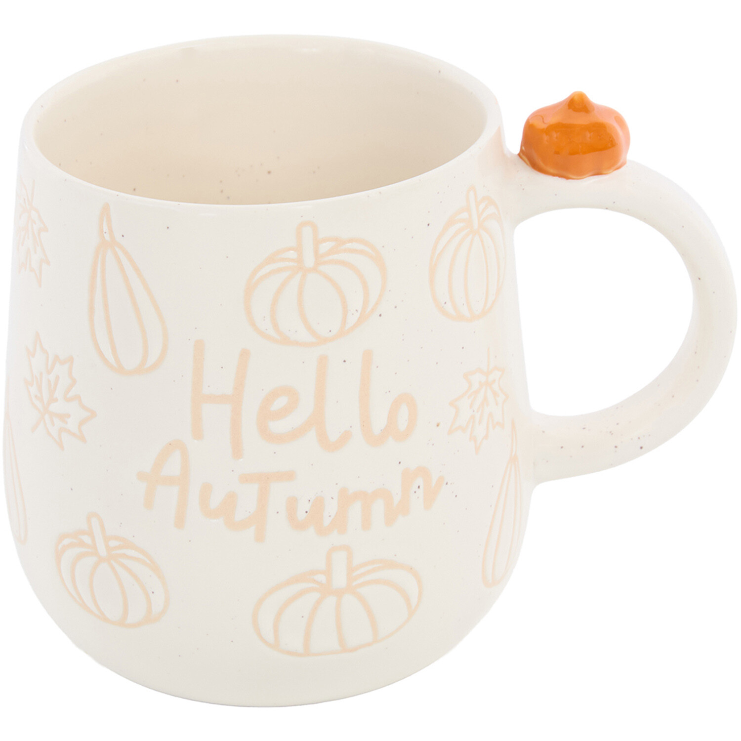 Autumn Pumpkin Handle Mug - White