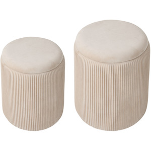 Set of 2 Modern Round Storage Ottoman Stools