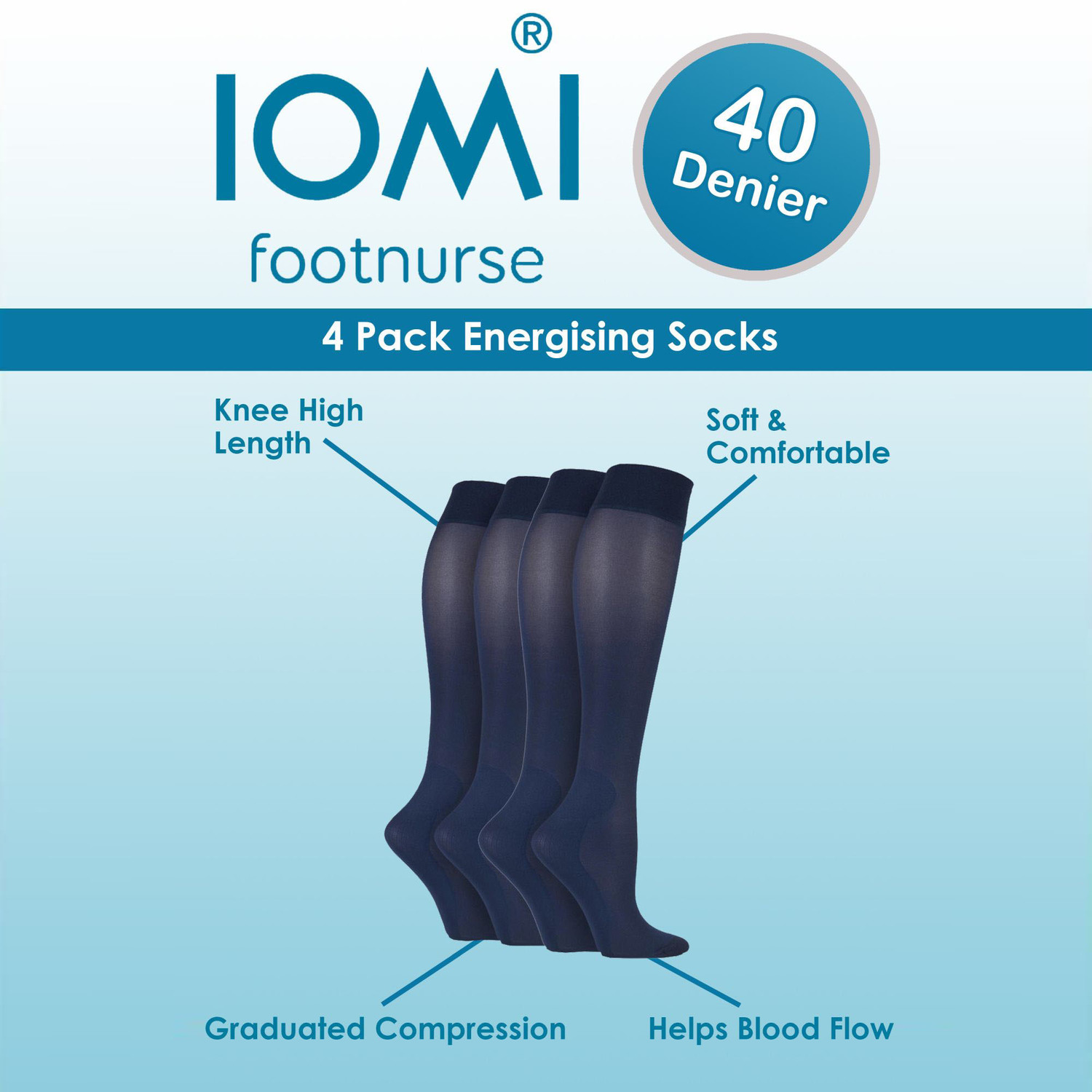 Unisex 4 Pairs of 40 Denier Graduated Compression Socks - Energizing Socks - Brown