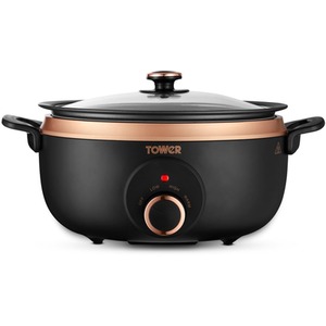 3.5L Sear and Stew Slow Cooker Black with Rose Gold Trim