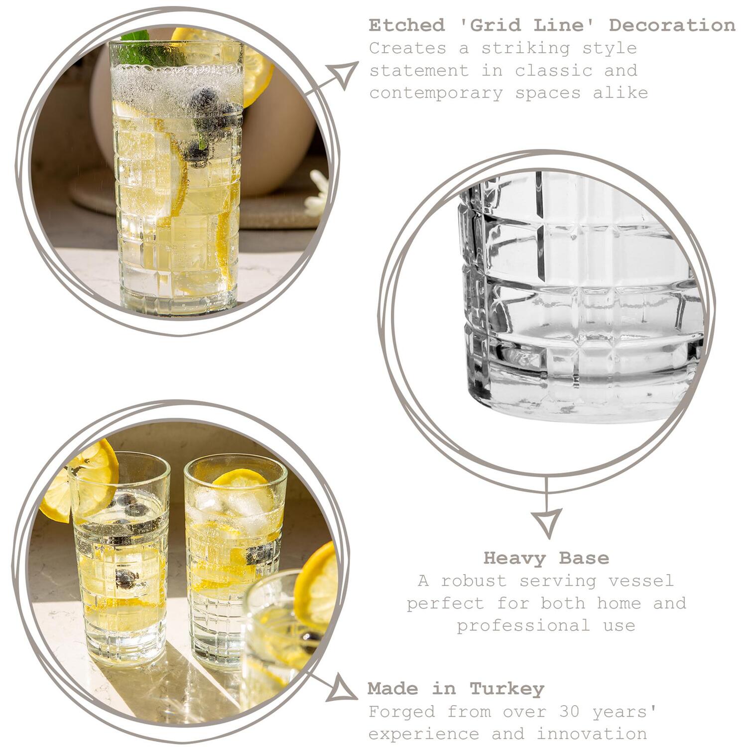 Brit Highball Glasses - 356ml - Clear - Pack of 12 - Clear