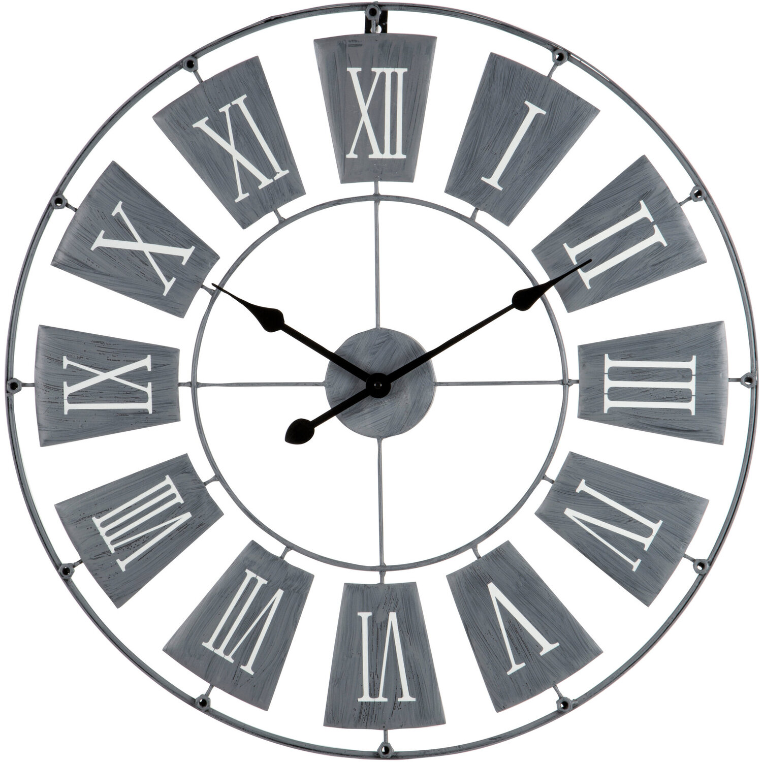 Interiors By Premier Vitus 70Cm Dia Grey Metal Small Wall Clock - Grey
