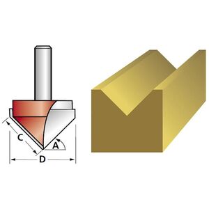 Faithfull Router Bit Tct V-groove 13.0mm X 19.1mm 1/4in Shank