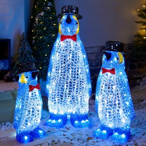 Set of 3 Acrylic Smart Penguin Family