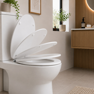 Premium Wooden White Soft Close Toilet Seat One Push Release