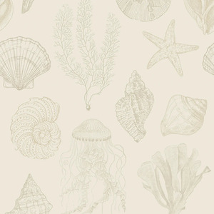 Sample of Summer Seashells Wallpaper in Neutrals