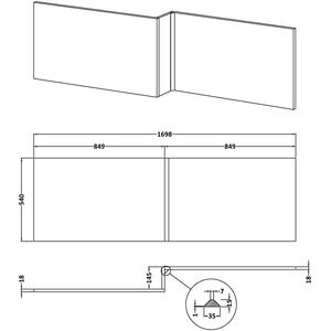 1700mm Square MDF Reversible Shower Bath Front Panel - Dark Grey