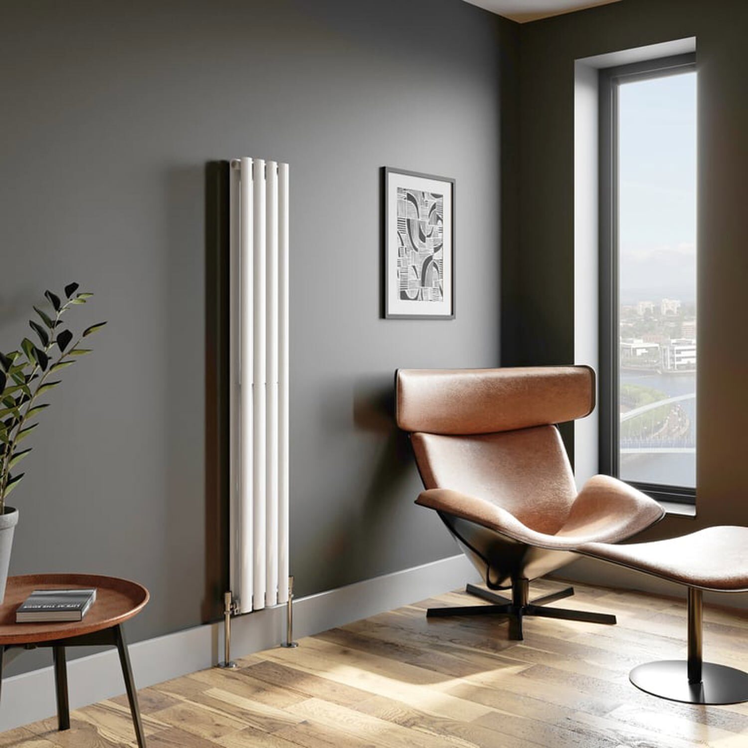 Temprazo Vertical Oval Tube Double Panel Designer Radiator - 1800 X 480Mm White - White / 1600Mm / 240Mm