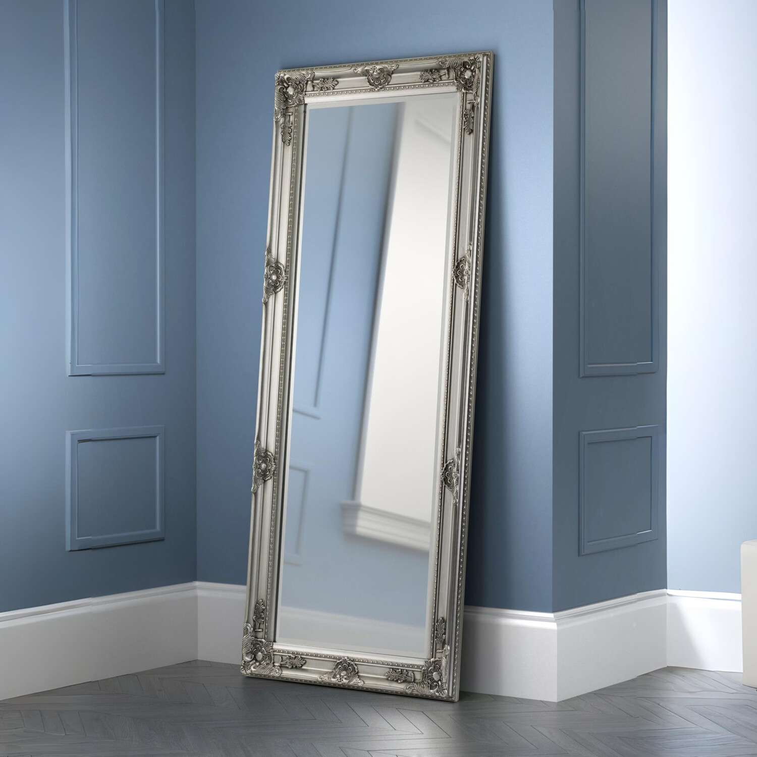 Julian Bowen Palais Pewter Lean-to Dress Mirror - Silver - H170cm x W70cm - Image 5
