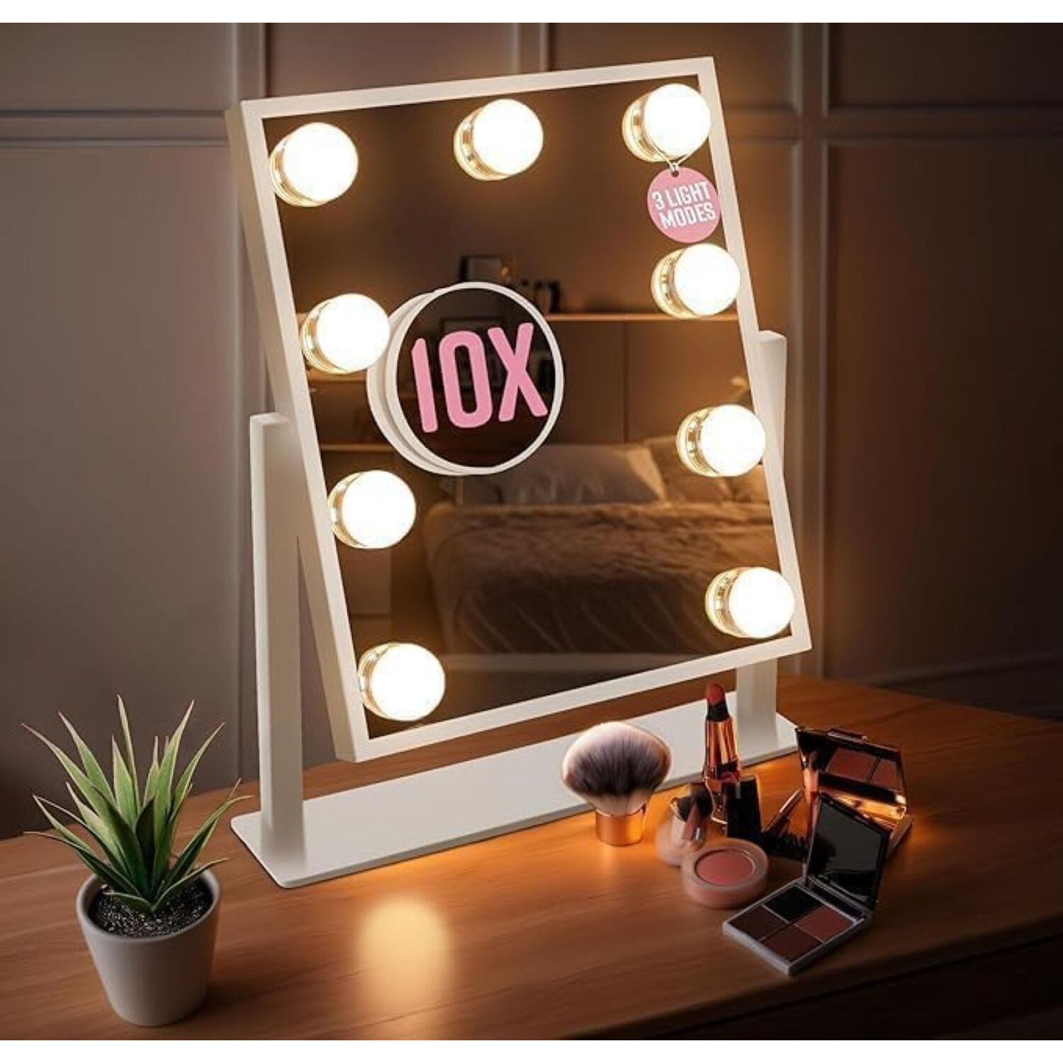 Globrite Hollywood Vanity Mirror With Lights - White