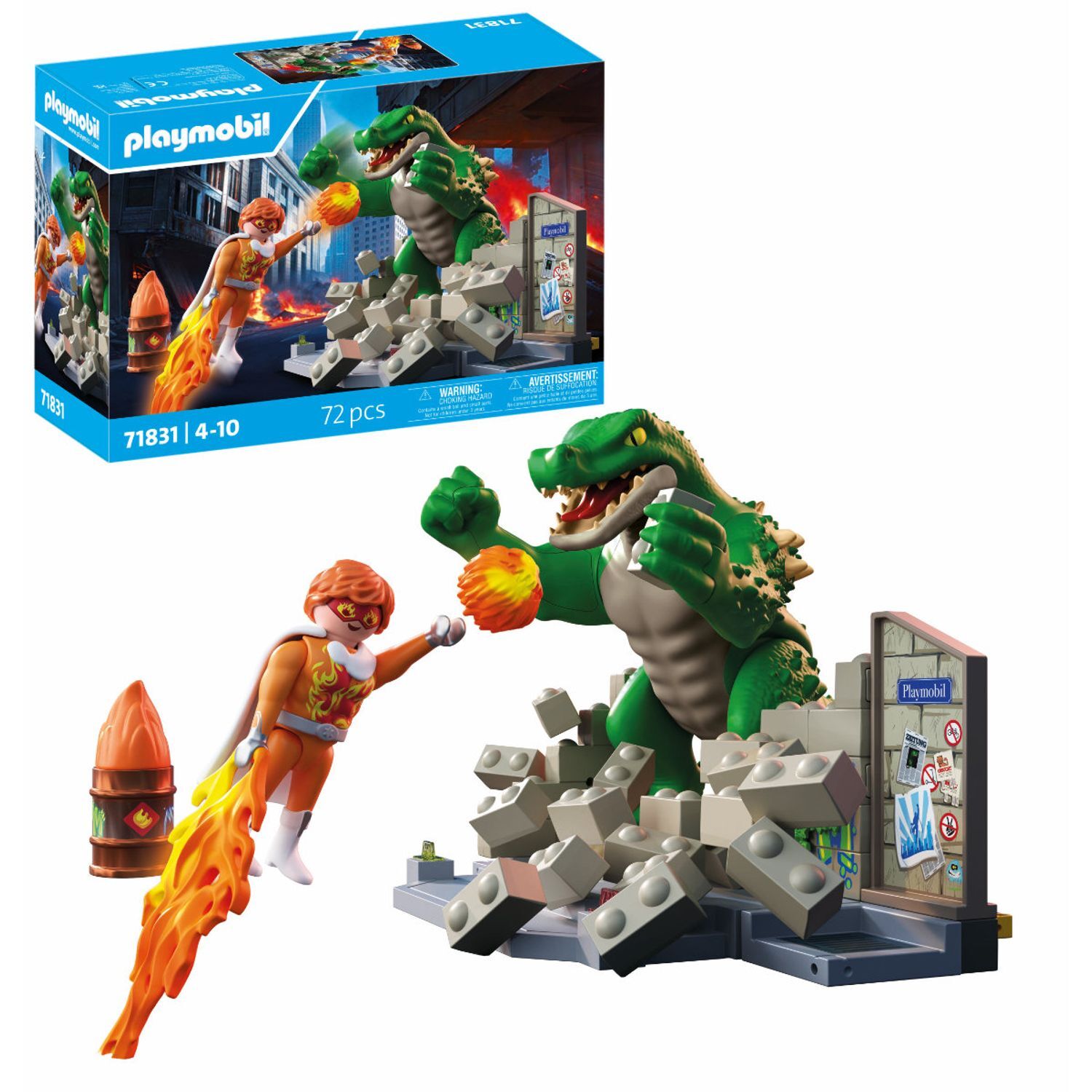 Hero Battle Against Giant Lizard - Green