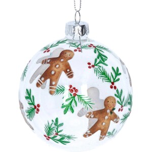 Gingerbread Design Glass Christmas Tree Bauble