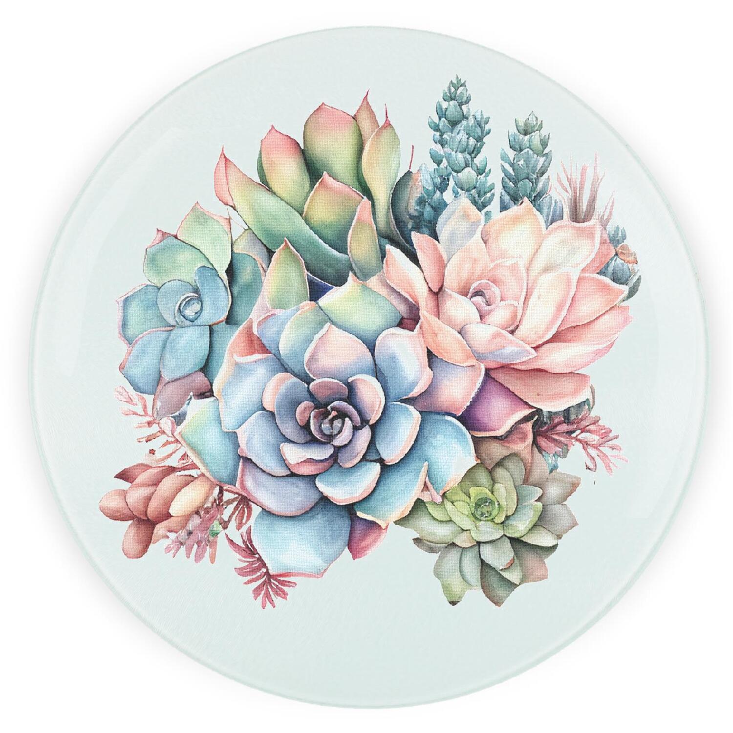 Image of Succulents Round Worktop Protector - Textured&hellip;