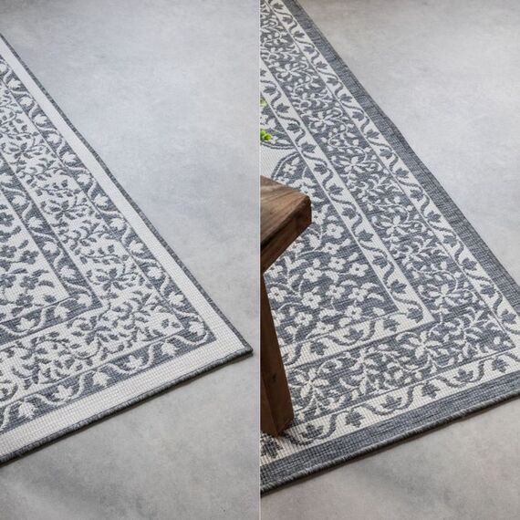 Reversible Gemini Medallion Indoor & Outdoor Rug Black