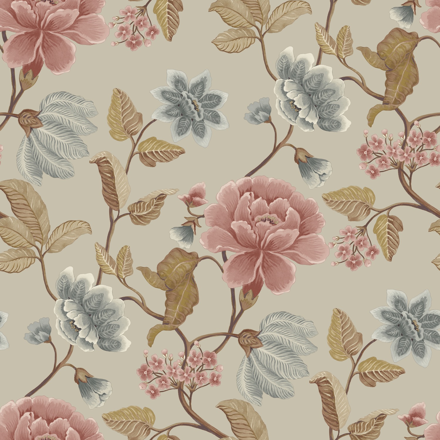 B&Q -  Celica Camellia Bloom Floral Trail Textured WallpaperGrey - Image 4