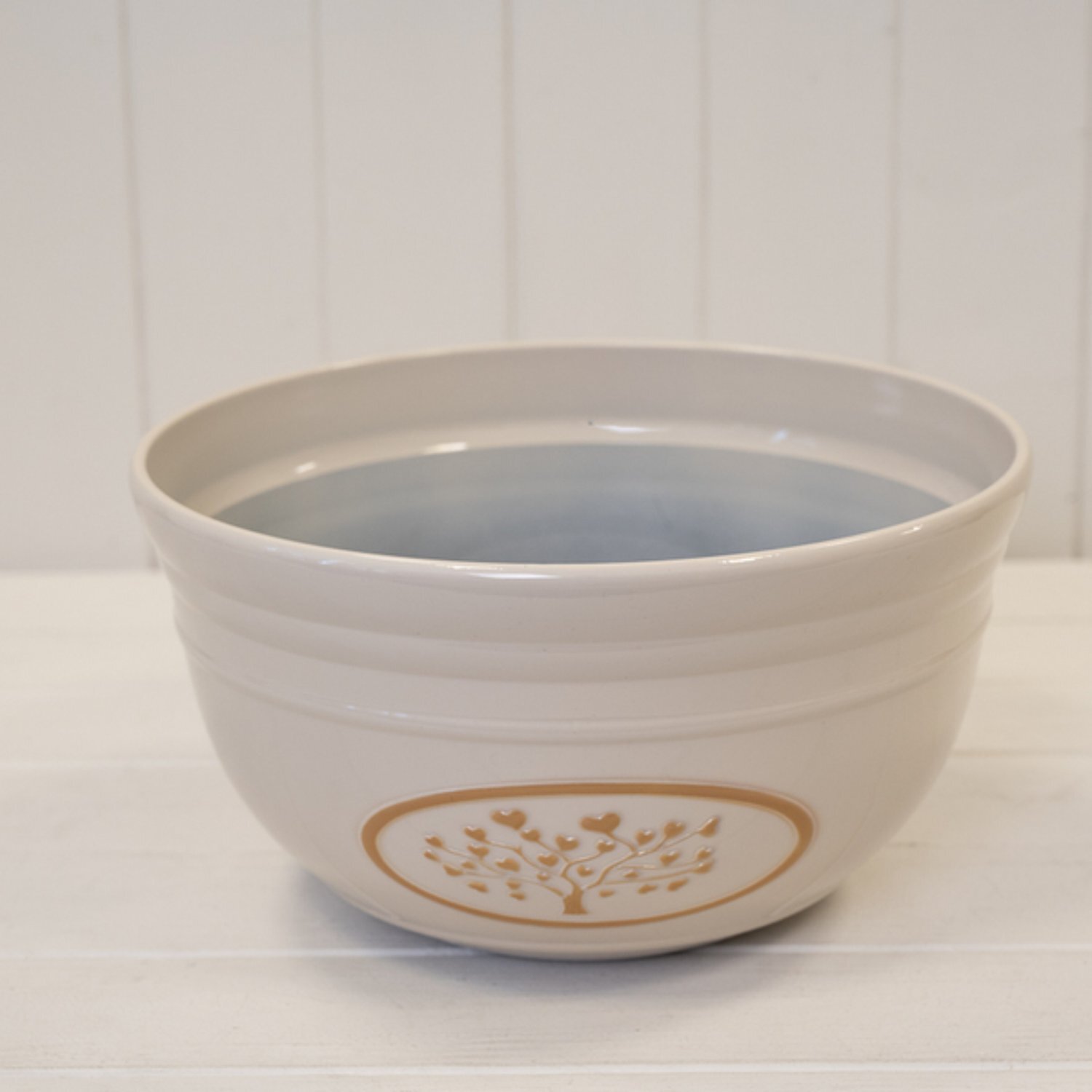 Kdmd Cream Round Love Heart Tree Bowl Recycled Plastic Planter - Cream