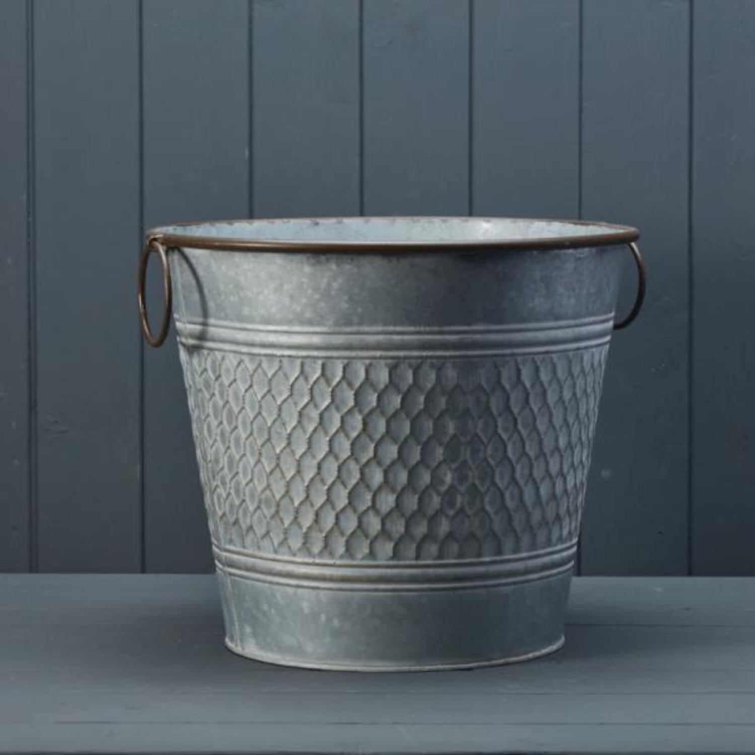 Kdmd Grey Round Zinc Honeycomb Planter - Grey - Image 1
