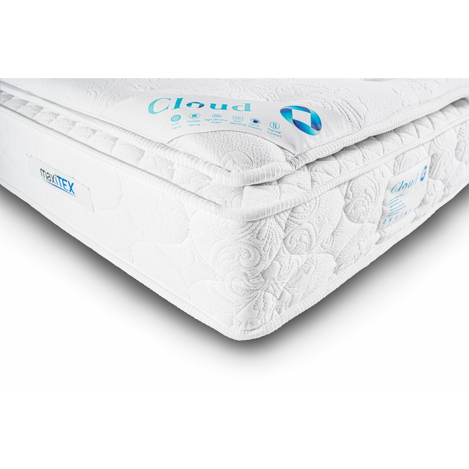 Maxitex Cloud Pocket Sprung Pillow Top Memory Mattress - White / Double - Image 1