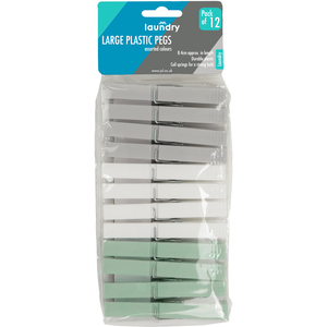 Large Plastic Clothes Pegs - 12 Pack