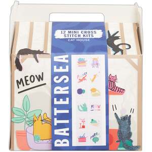 Battersea 12 Mini Cross Stitch Kit, Cat, Aida Fabric, Embroidery Threads, Needles, Home Décor