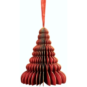 Set of 6 Hanging Handmade Burgundy Tree Paper Decorations