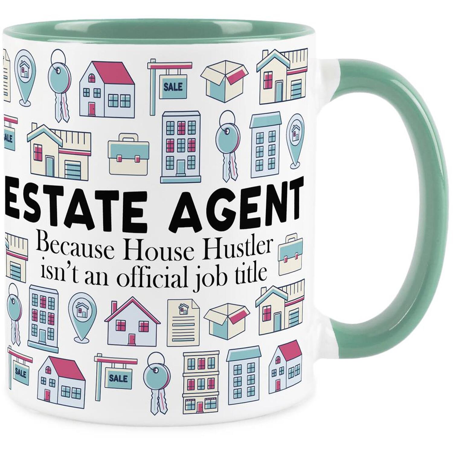 Purely Home Novelty Estate Agent Turquoise Mug - Coffee/Tea Ceramic Cup Gift - Turquoise