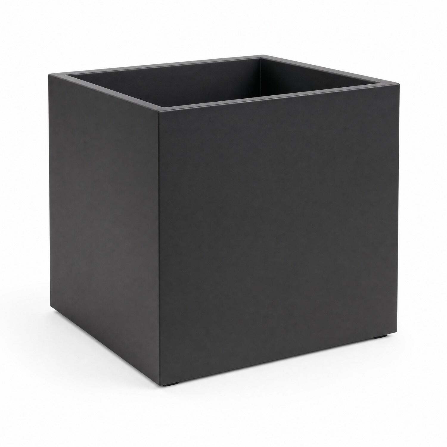 Woven Wood Zinc Galvanised Cube Planter - Black / 50Cm - Image 2