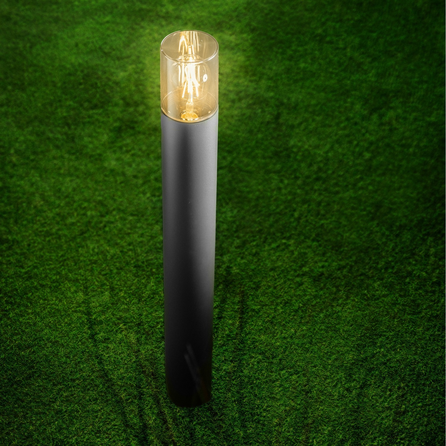 B&Q - Cgc Dark Grey Anthracite Outdoor 0.8M Post Bollard Light Smoked Diffuser Modern Garden Patio Outside Driveway Path Terrace E27 - Image 1