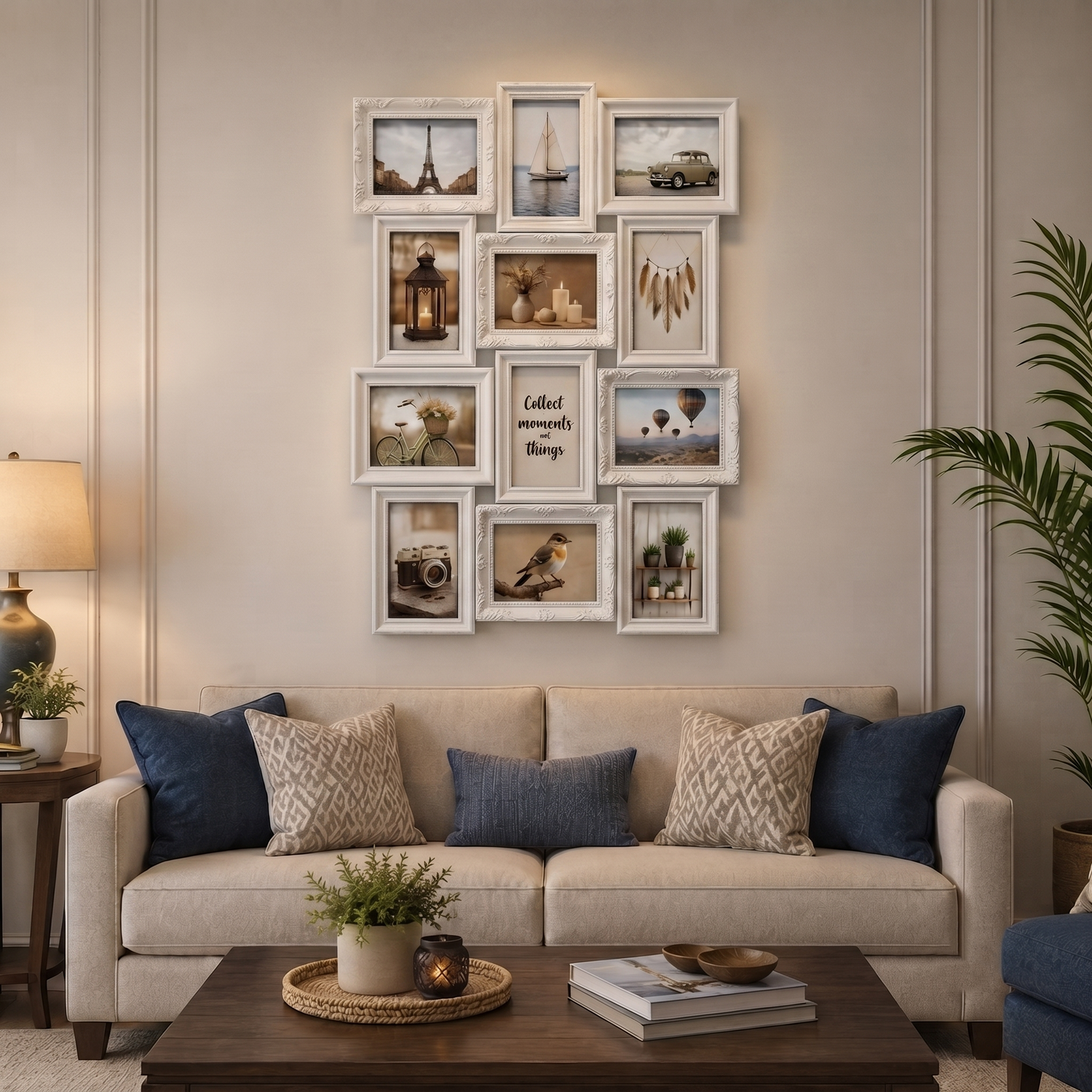 12 Multi-Photo Ornate Frame Black 58x45Cm - Whitey