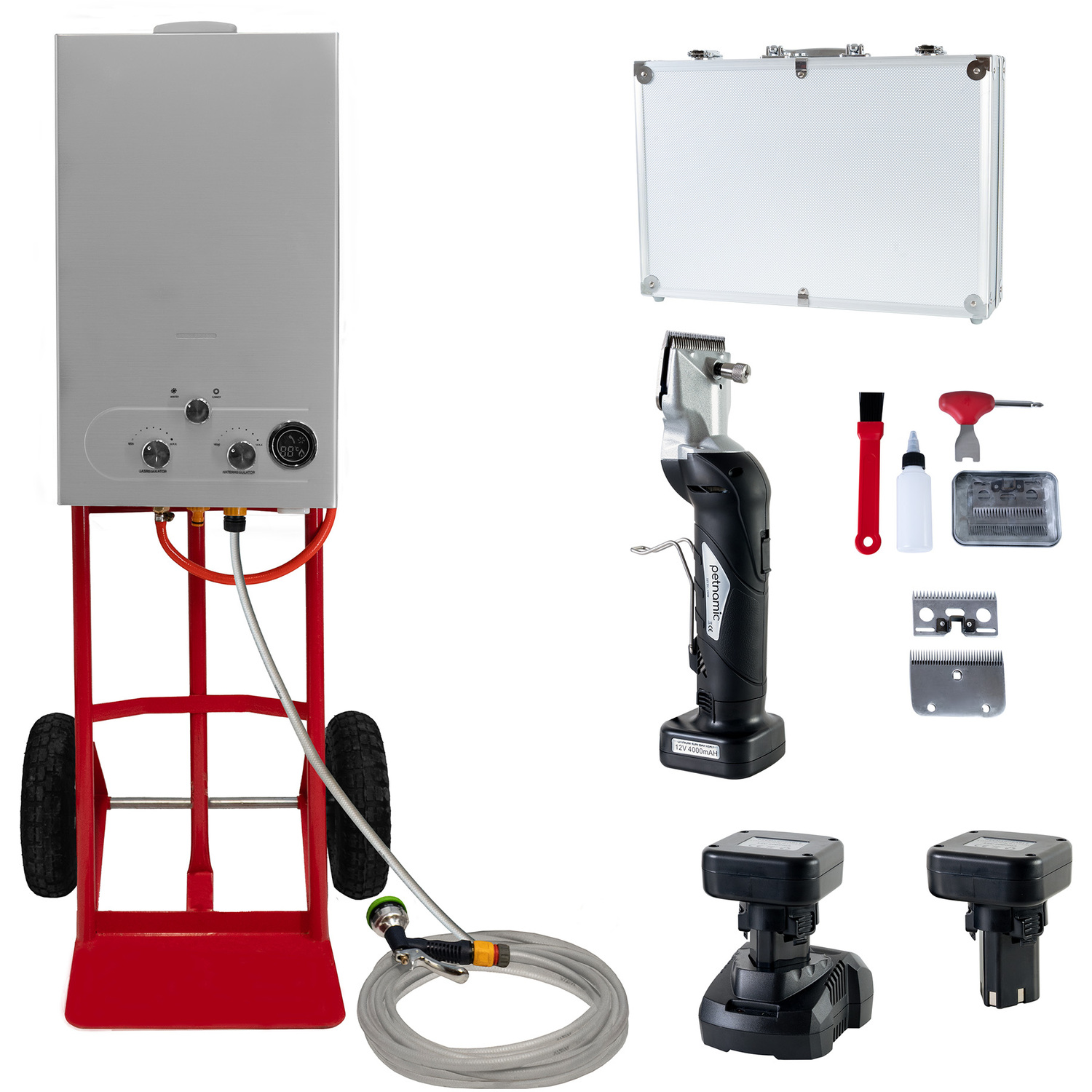 Monster Shop Cordless Horse Clippers & Portable Horse Shower - Red / 48.5Cm - Image 1