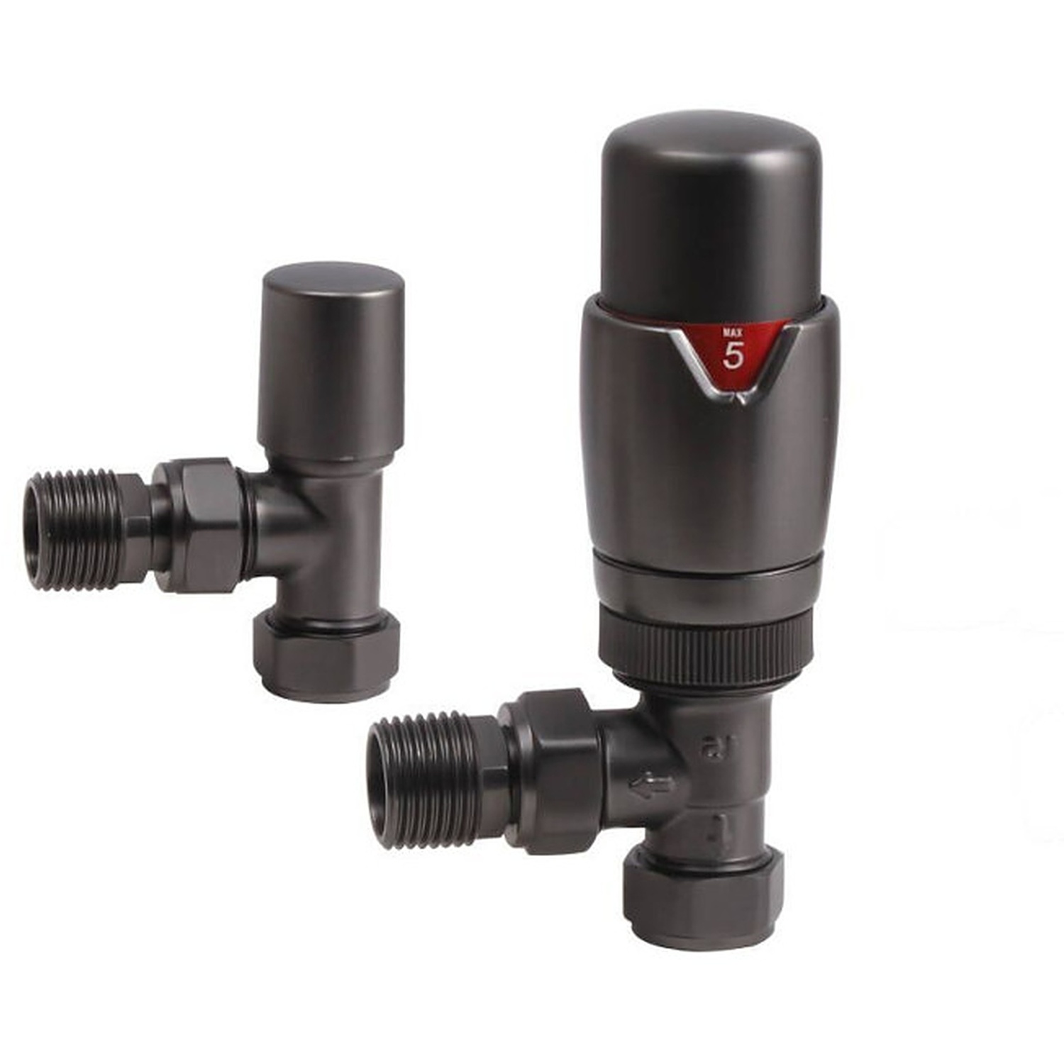 B&Q - Angled Brushed Gunmetal Thermostatic Radiator Valve (Trv) Set - Image 2