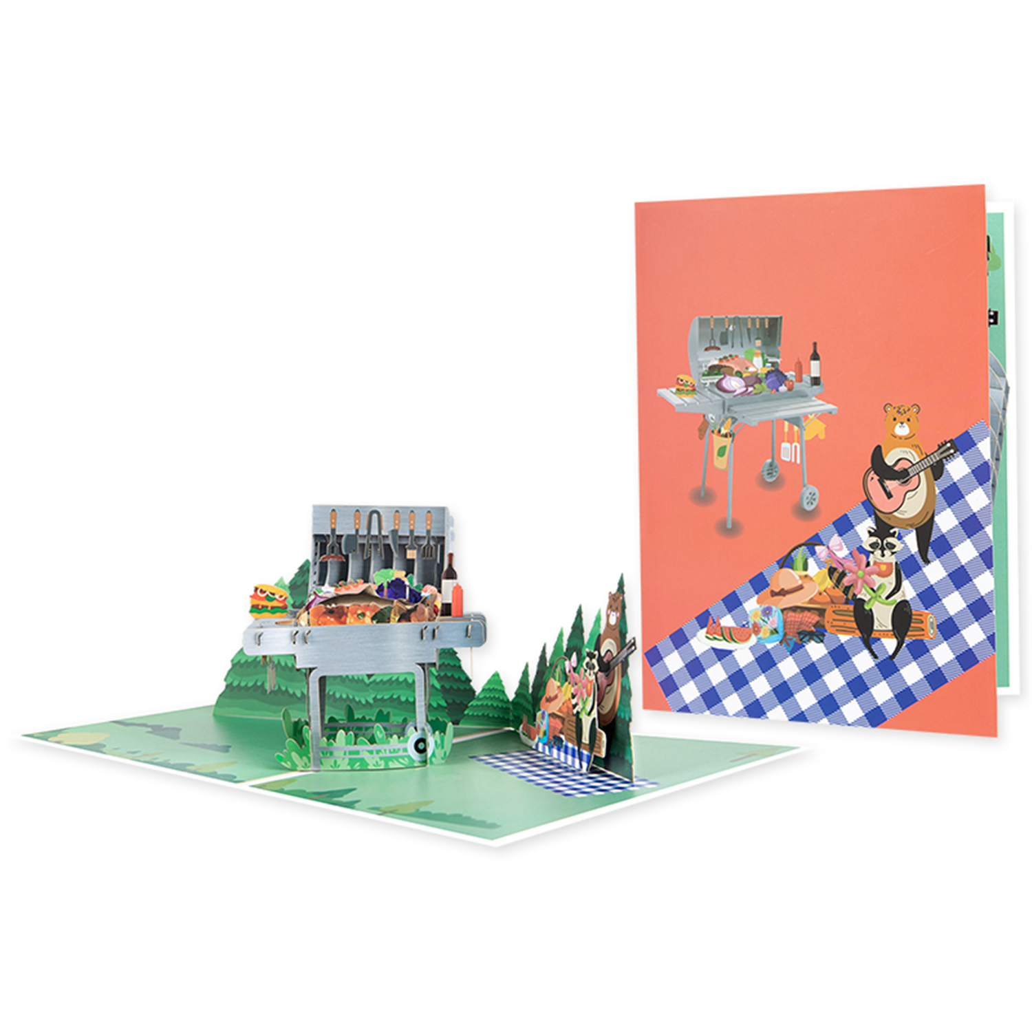 Brightfeel Grill & Chill 3D Barbecue Pop Up Greeting Card - Multi