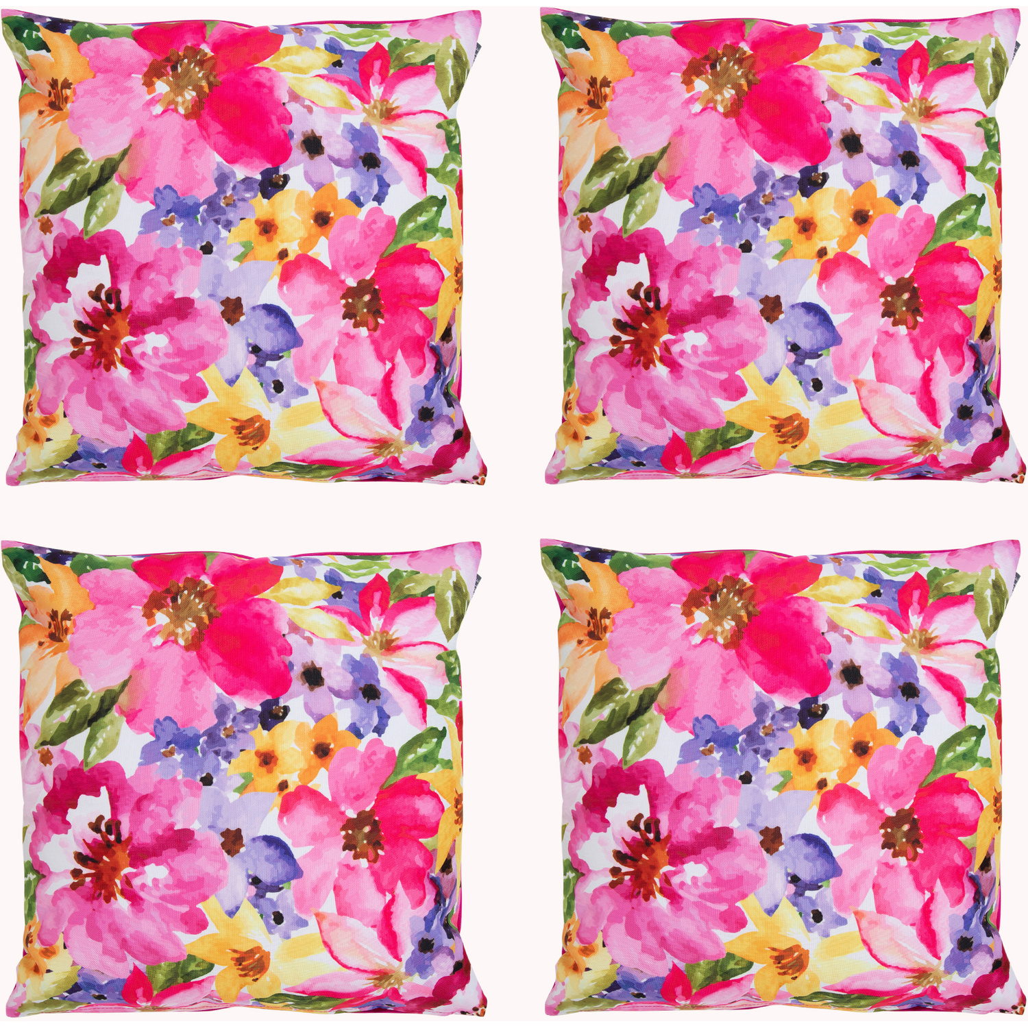 Icon Watercolour Floral Print Outdoor Cushion (Set Of 4) - Pink