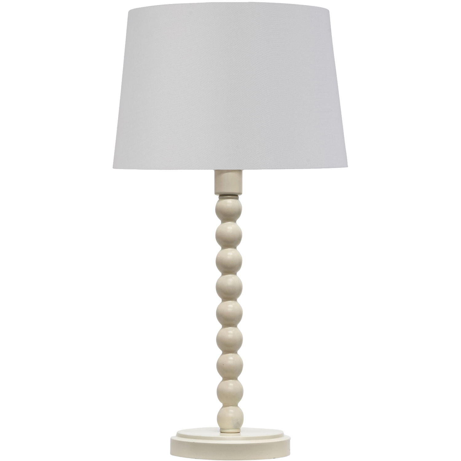 First Choice Lighting Bobbin Ivory Lamp With White & Chrome Shade - Ivory & White