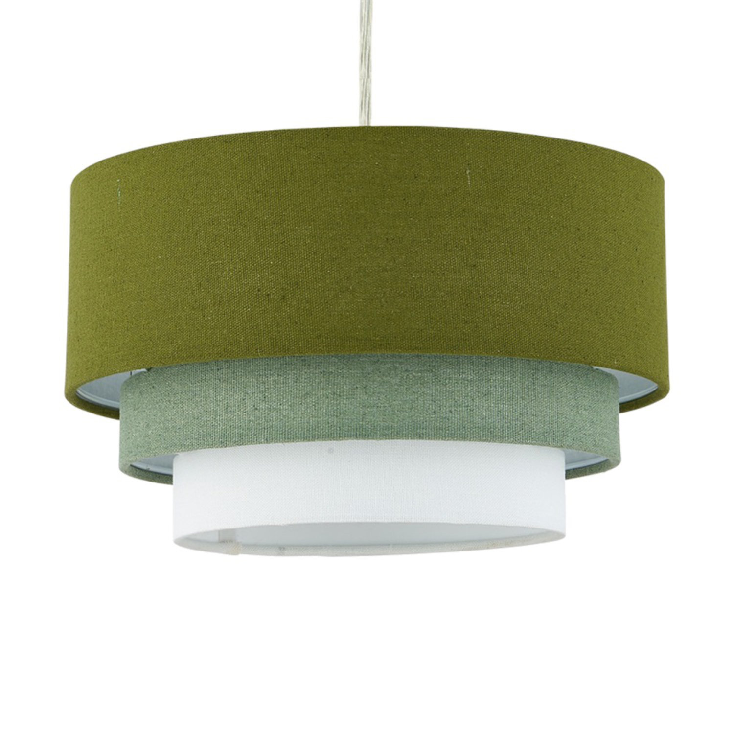 First Choice Lighting Gabi Sage Green Ombre Linen 3 Tier Ceiling Light Shade - Sage Green