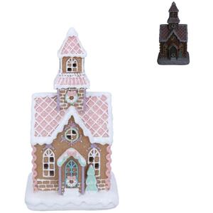 Pastel Gingerbread Light Up House with Tower Christmas Decoration