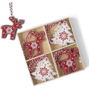 Nordic Reindeer and Trees Christmas Decorations