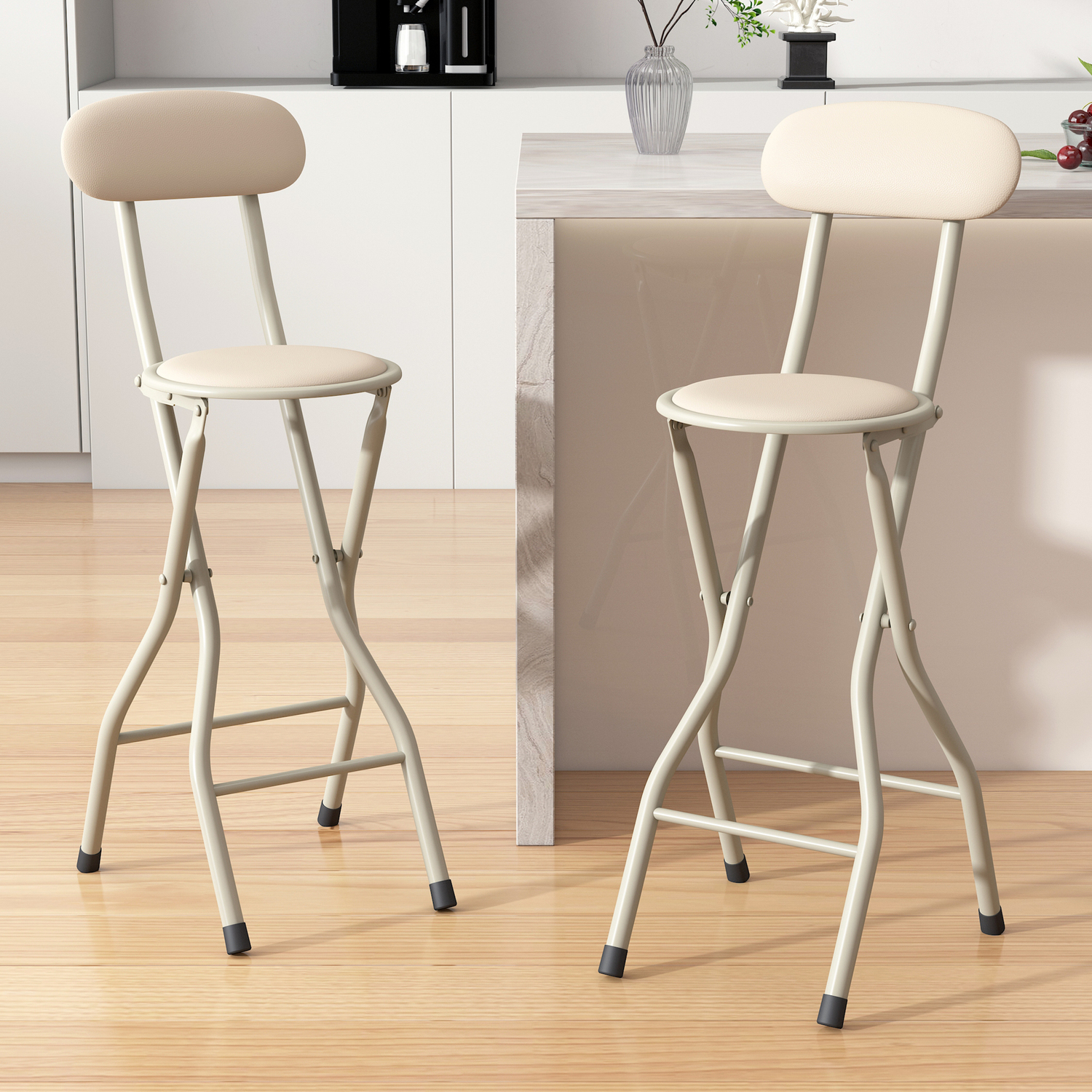 Mcc Direct Set Of 2 Folding Breakfast Bar Stools Padded Kitchen Dining Chairs A - Green