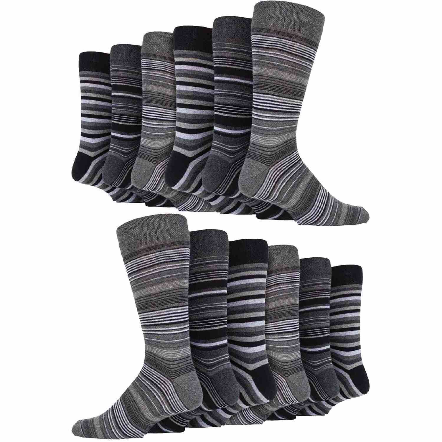Sock Snob 12 Pair Mens Cotton Colourful Striped Dress Socks - Image 4