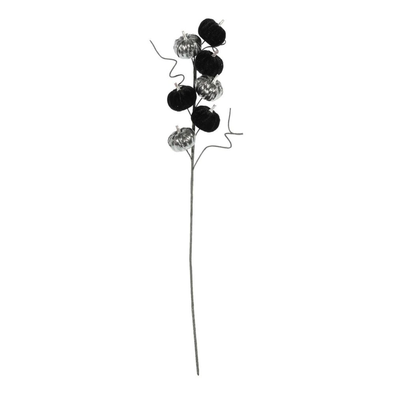 Kdmd Silver & Black Velvet Pumpkin Pick 2 Pack - Black - Image 1