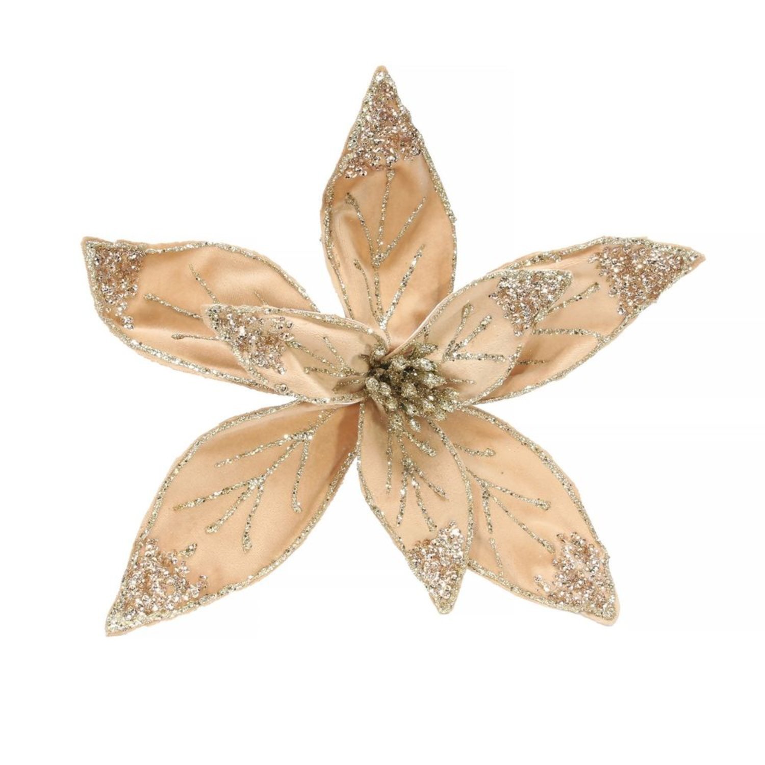 Kdmd Unisex Gold Champagne Velvet Poinsettia Organza With Clip Dia20cm In - Image 1