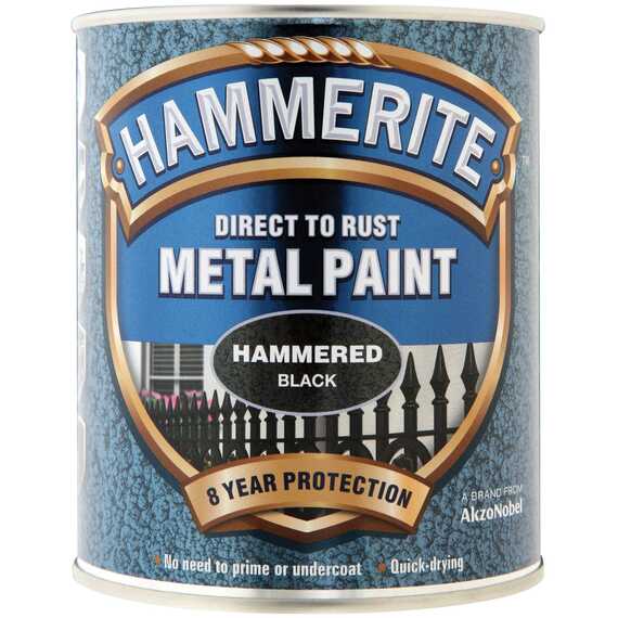 Hammerite Direct to Metal Hammered Black Enamel, 750ml.