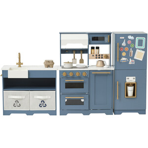 Modular Wooden Play Kitchen Set with Ice Dispenser
