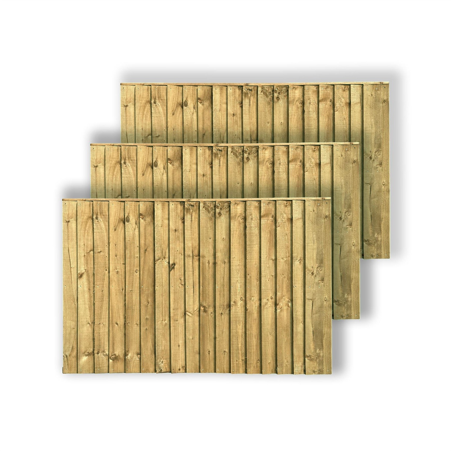 Snowdon Timber Treated Feather Edge Fence Panel (W) 1828Mm (H) 1800Mm - Pack Of 3 - Natural
