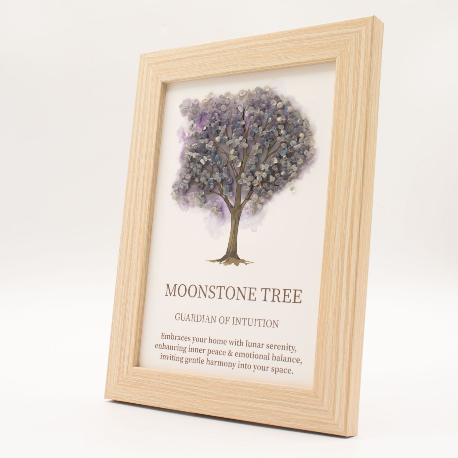 Kdmd Unisex Grey Moonstone Tree Of Life Gemstone Wall Art Picture In - Image 1