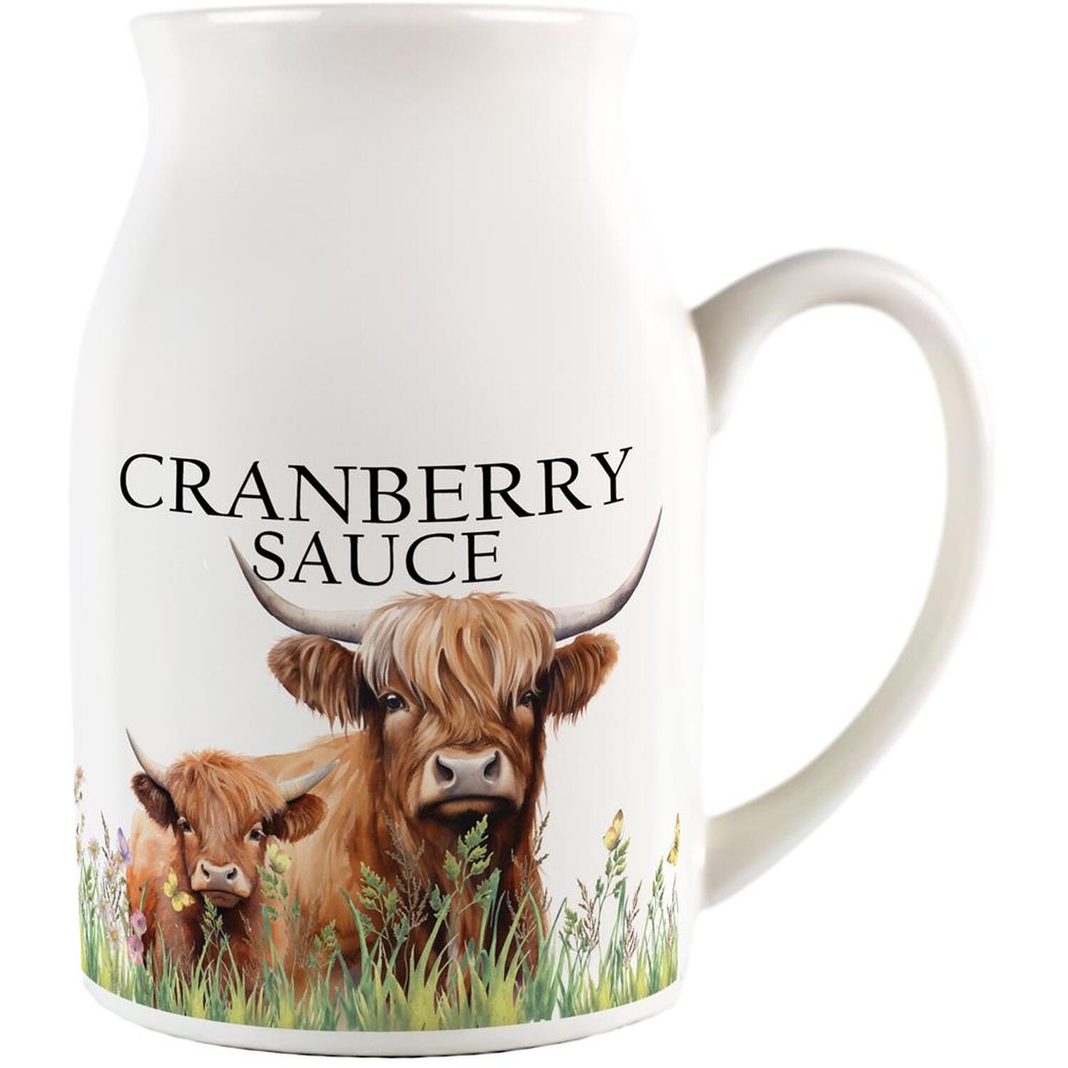 Purely Home Highland Cow & Calf Small Porcelain Serving Jug - Cranberry Sauce - Multicoloured - Image 1
