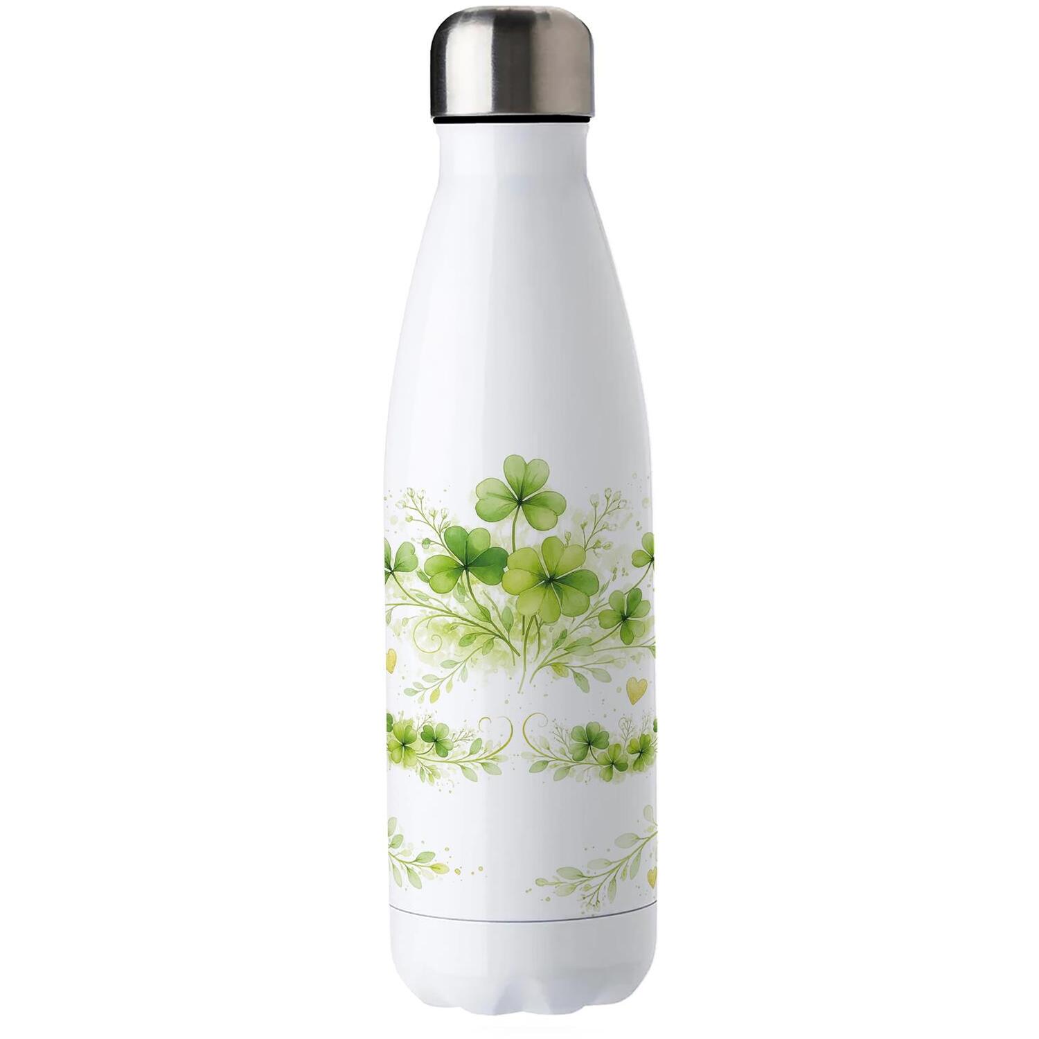Shamrocks Metal Water Bottle - Stainless Steel Good Luck Drinkware Gift - Image 2